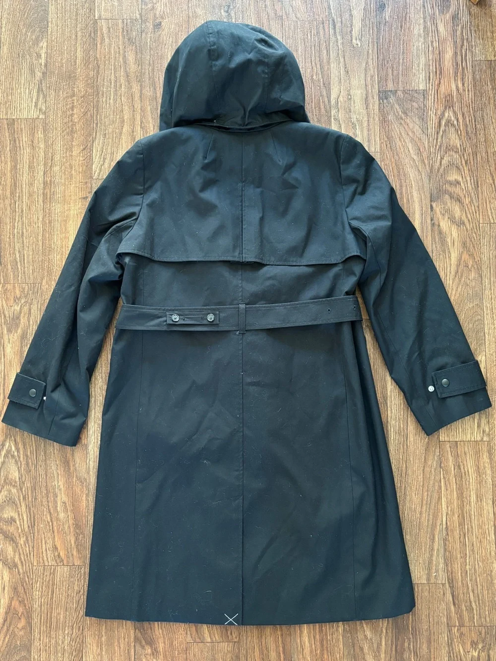 J.Crew Women's Icon Trench Coat Black Size 14 Hooded Water-Repellent BF456 FA24